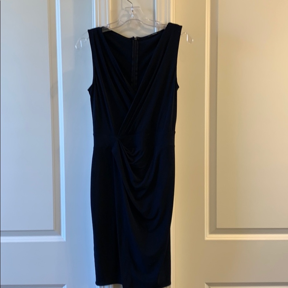 Dark navy Tahari faux wrap dress.  Size XS.